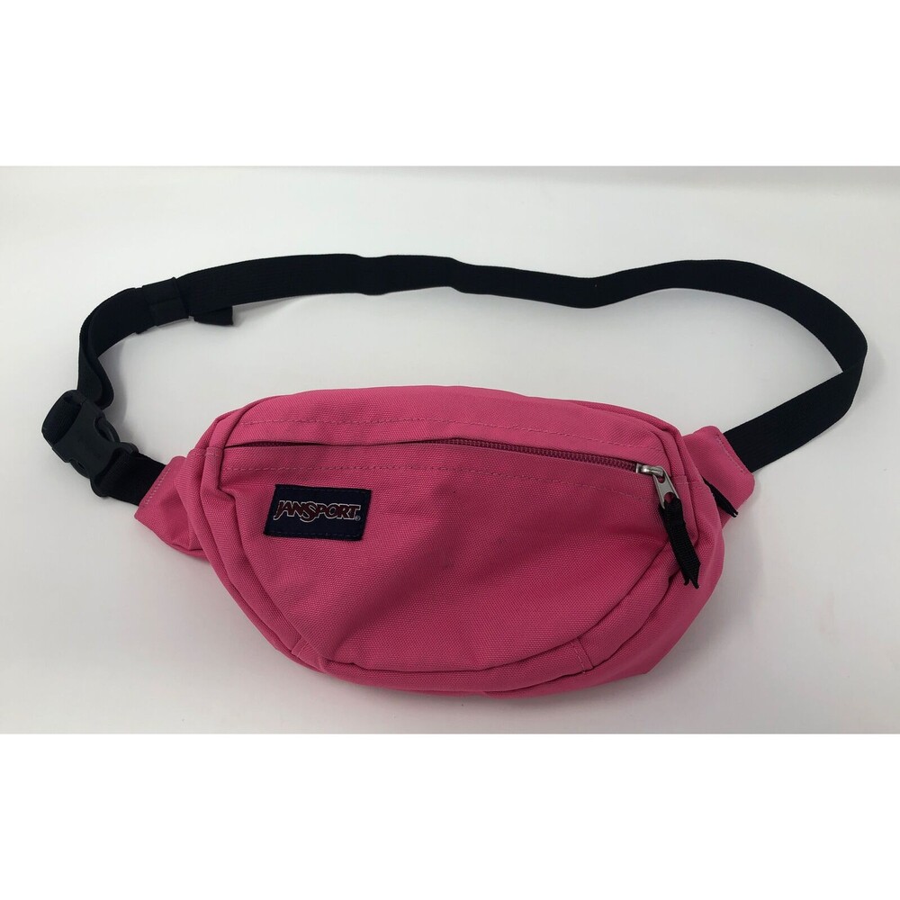 Jansport Neon Pink Canvas Full Zip Fanny Pack Adjustable Waist 2 Pocket Y2K 90s